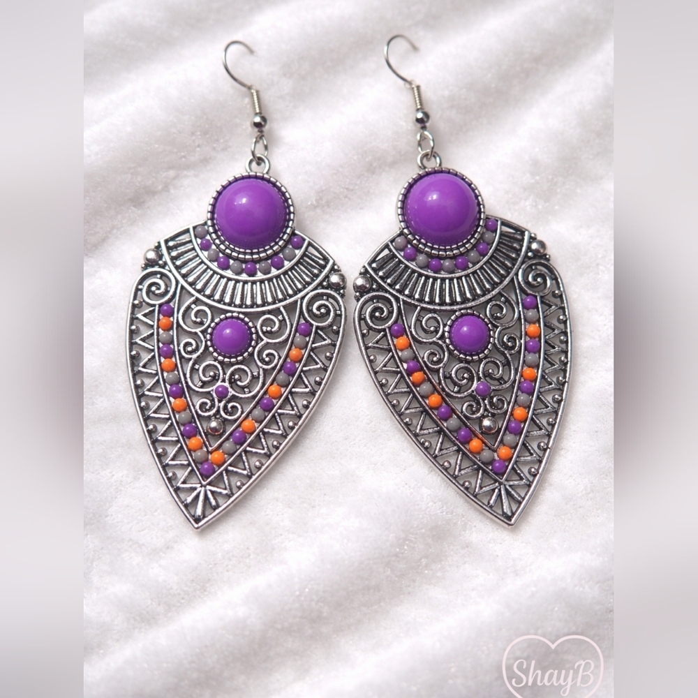 Purple and Orange Bohemian Earrings
